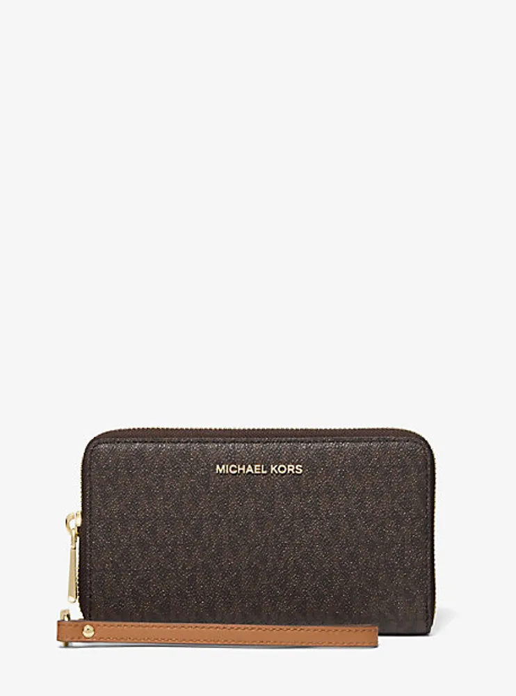 Grande pochette-bracelet en cuir et à logo