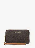 Grande pochette-bracelet en cuir et à logo