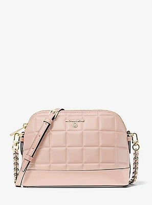 Grand sac à bandoulière arrondi en cuir matelassé