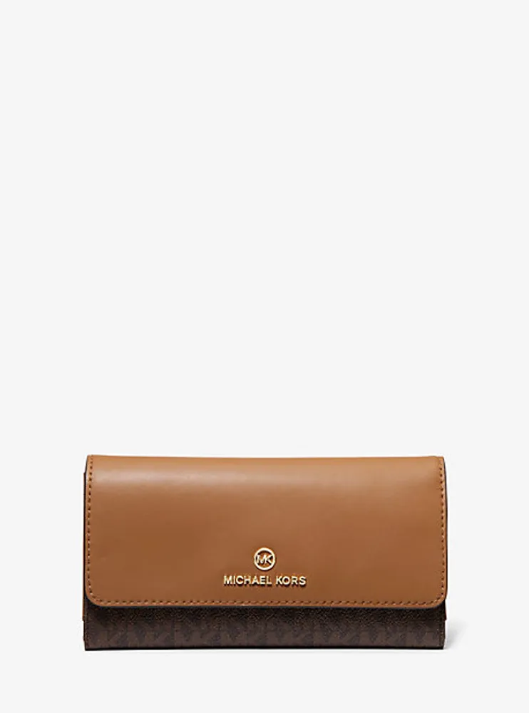 Large Logo and Leather Tri-Fold Wallet