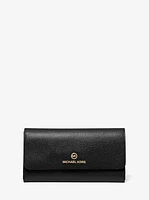 Grand portefeuille à trois volets en cuir grain