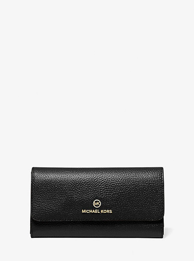 Grand portefeuille à trois volets en cuir grain