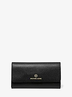 Grand portefeuille à trois volets en cuir grain
