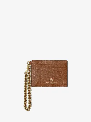 Small Pebbled Leather Chain Card Case