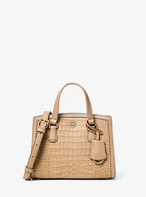 Très petit sac messager Chantal en cuir gaufré à motif crocodile