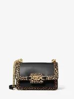 Heather Extra-Small Leather and Leopard Print Calf Hair Crossbody Bag