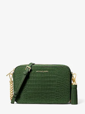 Jet Set Medium Crocodile Embossed Leather Crossbody Bag