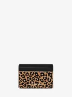 Jet Set Small Leopard Print Calf Hair Card Case