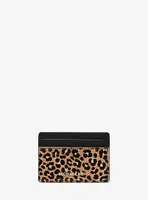 Jet Set Small Leopard Print Calf Hair Card Case