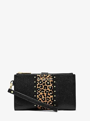 Adele Leather and Leopard Print Calf Hair Smartphone Wallet