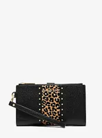 Adele Leather and Leopard Print Calf Hair Smartphone Wallet