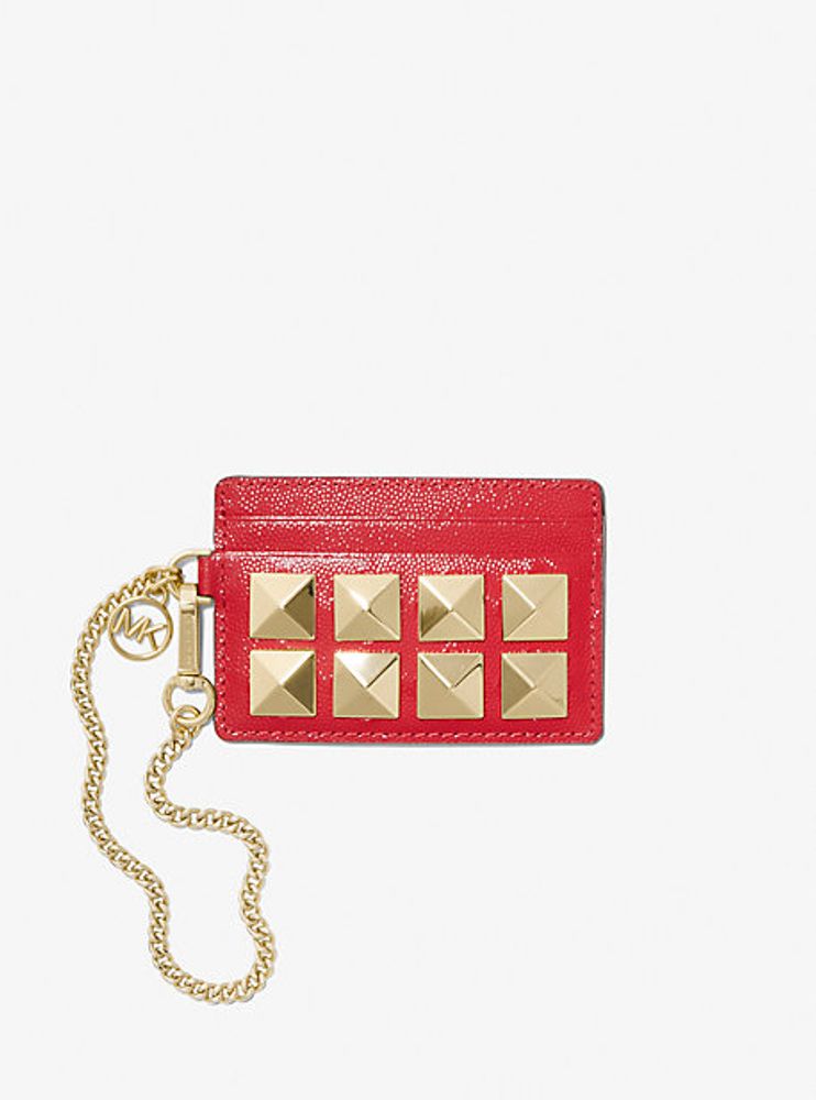 Michael Kors Small Studded Textured Leather Chain Card Case | Square One