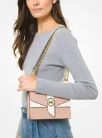 Petit sac à bandoulière Greenwich en cuir Saffiano à blocs de couleurs et à logo