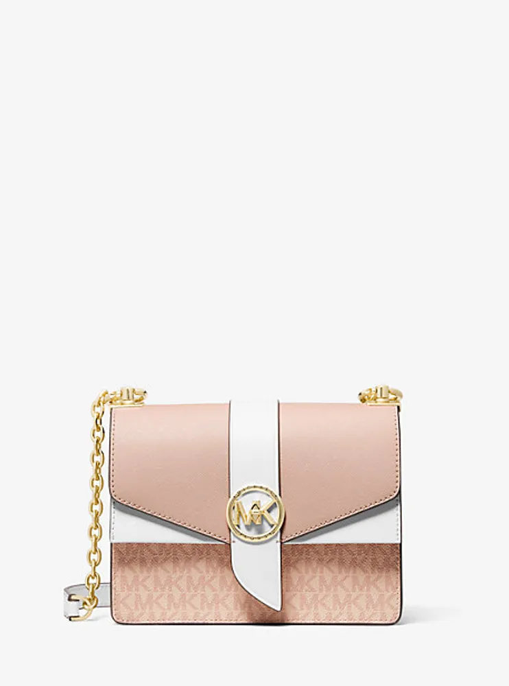 Petit sac à bandoulière Greenwich en cuir Saffiano à blocs de couleurs et à logo