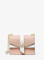 Petit sac à bandoulière Greenwich en cuir Saffiano à blocs de couleurs et à logo