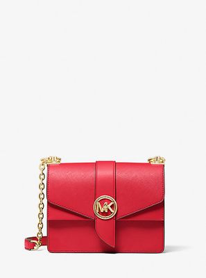 Red Studded Saffiano Leather Michael Kors Purse