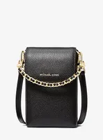 Jet Set Small Pebbled Leather Chain-Link Smartphone Crossbody Bag