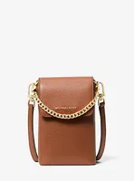 Jet Set Small Pebbled Leather Chain-Link Smartphone Crossbody Bag