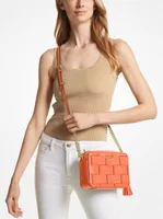 Ginny Medium Woven Leather Crossbody Bag