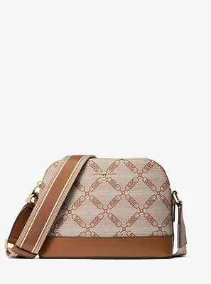 Jet Set Large Empire Logo Jacquard Dome Crossbody Bag