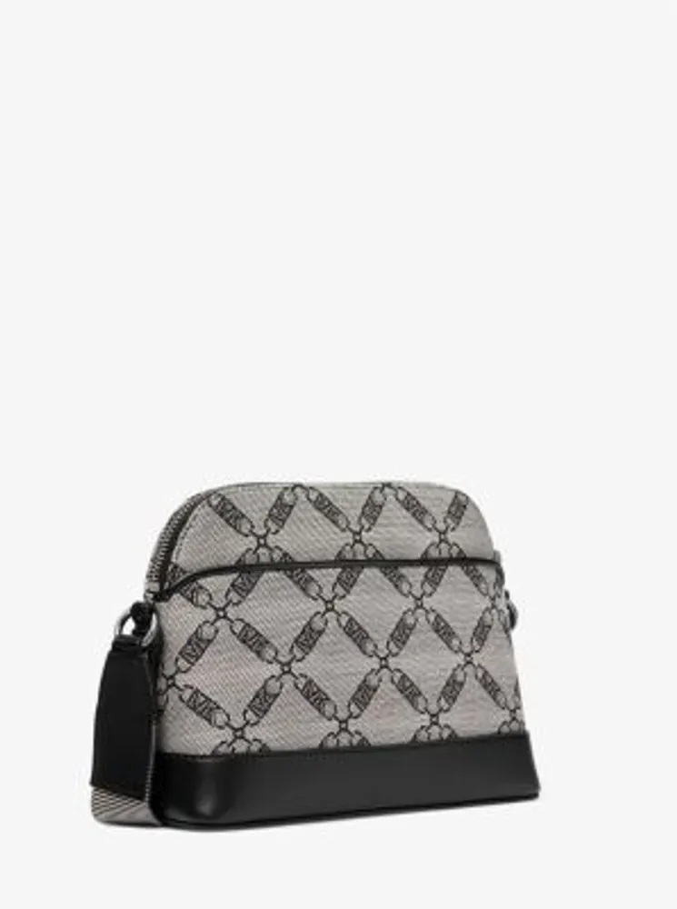 Grand sac à bandoulière arrondi Jet Set en jacquard à logo empire