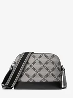 Jet Set Large Empire Logo Jacquard Dome Crossbody Bag