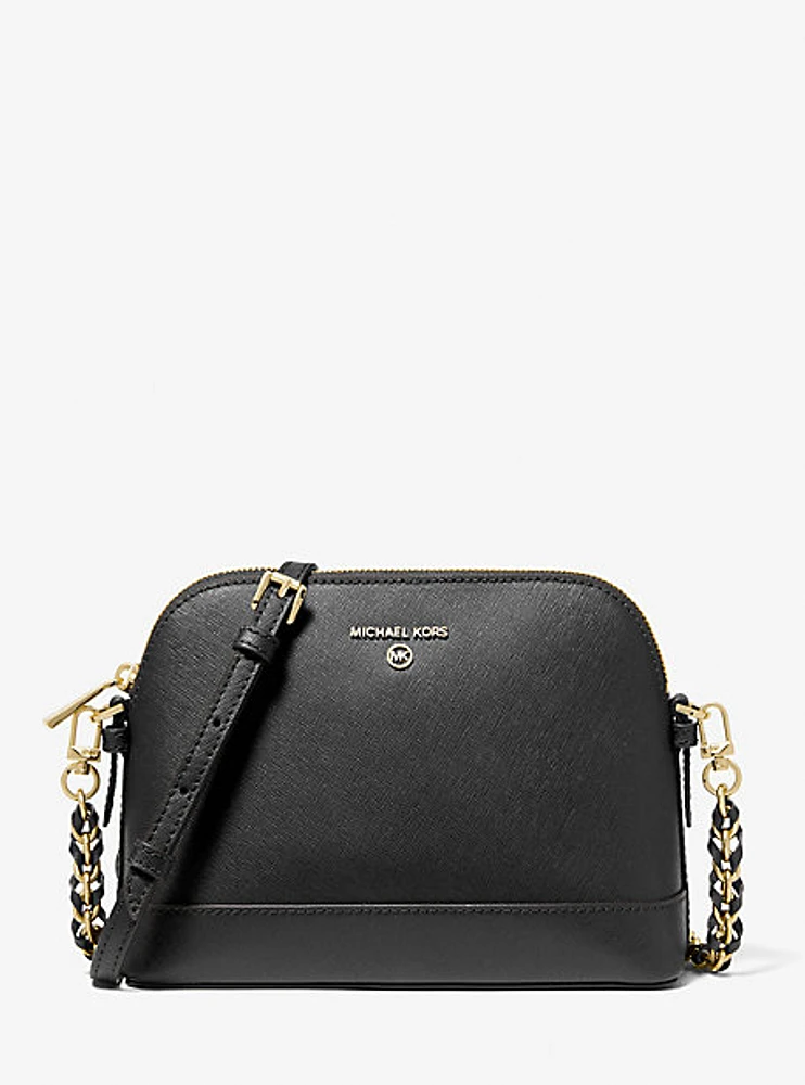 Grand sac à bandoulière de forme arrondie en cuir Saffiano