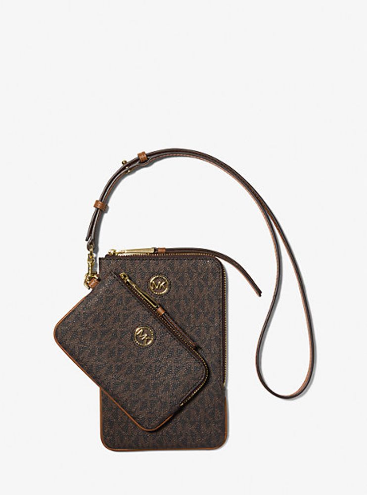 Pochette à lanière de taille moyenne à fermeture éclair et à logo