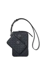 Pochette à lanière de taille moyenne à fermeture éclair et à logo
