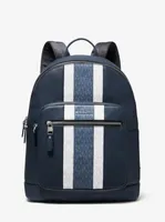 Hudson Pebbled Leather and Logo Stripe Backpack