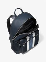 Hudson Pebbled Leather and Logo Stripe Backpack