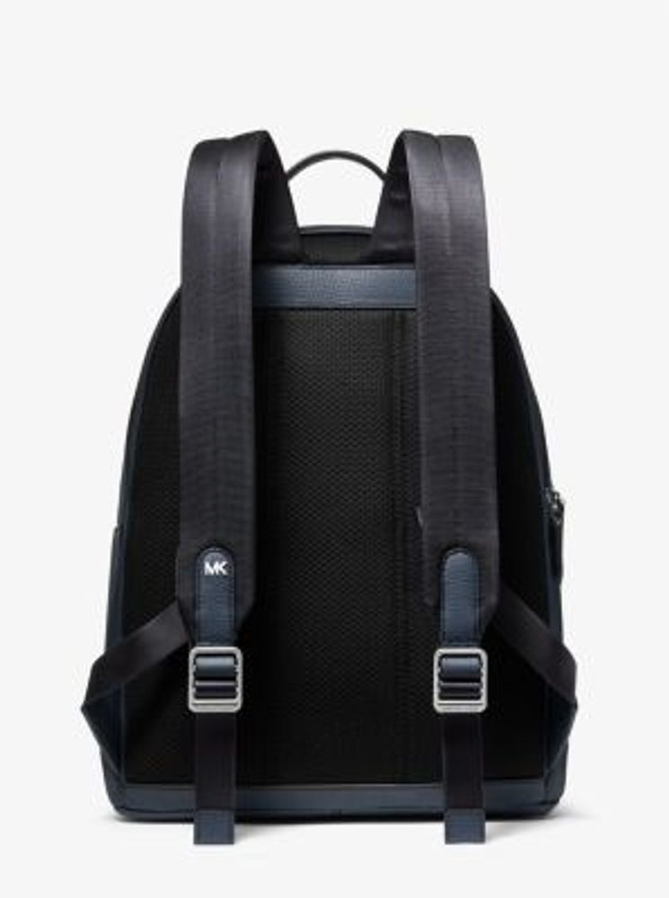 Hudson Pebbled Leather and Logo Stripe Backpack