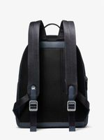 Hudson Pebbled Leather and Logo Stripe Backpack