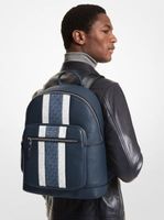 Hudson Pebbled Leather and Logo Stripe Backpack