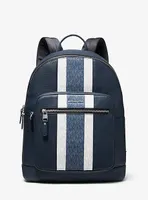 Hudson Pebbled Leather and Logo Stripe Backpack