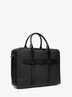 Hudson Logo and Leather Double-Gusset Briefcase