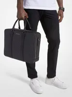Hudson Logo and Leather Double-Gusset Briefcase