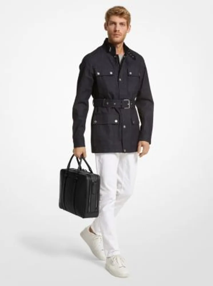 Hudson Logo and Leather Double-Gusset Briefcase