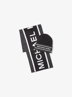 Michael Kors Logo Jacquard Beanie Hat and Scarf Set | Metropolis at  Metrotown