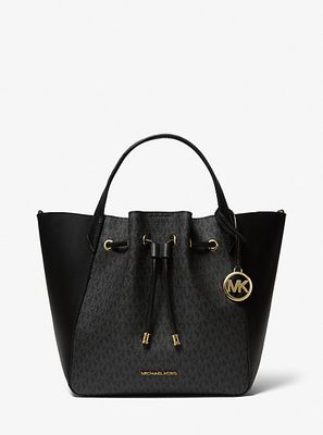 Phoebe Large Two-Tone Logo Bucket Bag