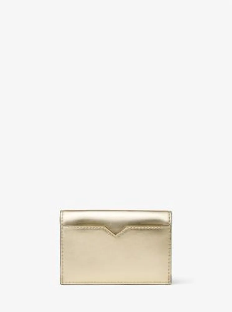 Metallic Faux Leather Card Case and Wallet Set