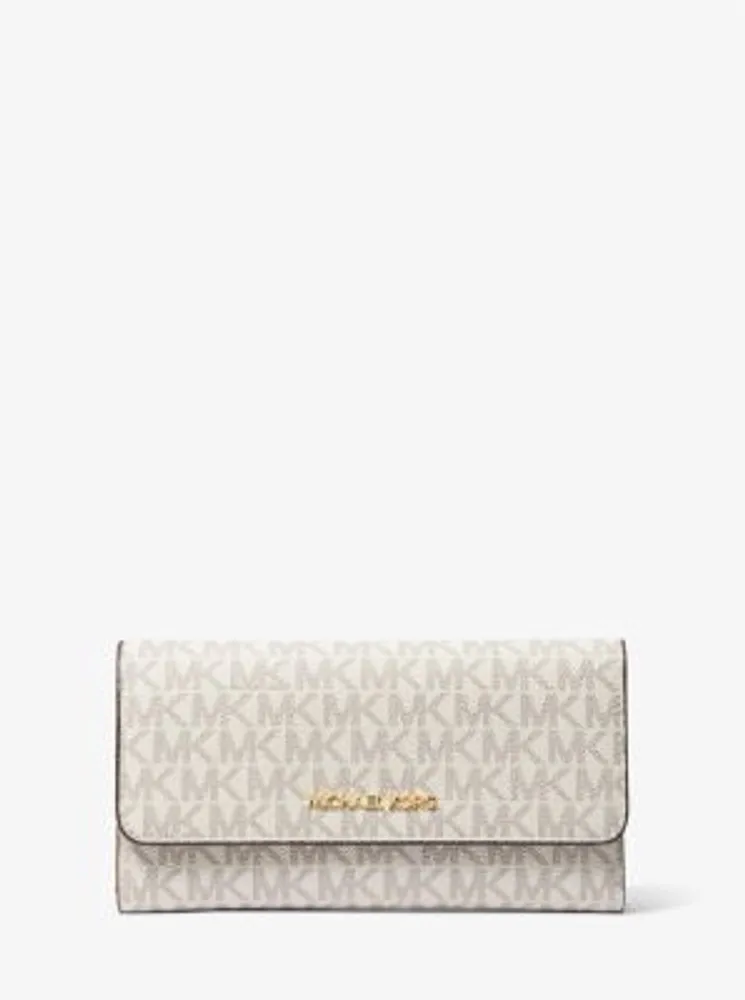 Michael Kors Jet Set Travel Large Trifold Wallet Clutch (Optic White)