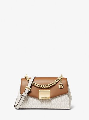 Lita Small Two-Tone Logo and Leather Crossbody Bag