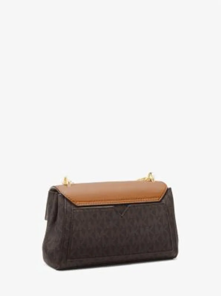 Lita Small Two-Tone Logo and Leather Crossbody Bag