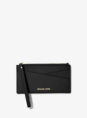 Pochette-bracelet Jet Set de taille moyenne en cuir Saffiano à dragonne croisée