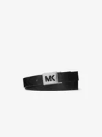 Reversible Logo Embossed Faux Leather Belt