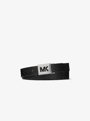 Reversible Logo Embossed Faux Leather Belt