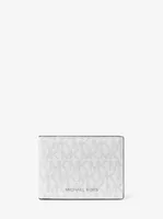 Ensemble-cadeau portefeuille avec rabat amovible en faux cuir à rayure et logo
