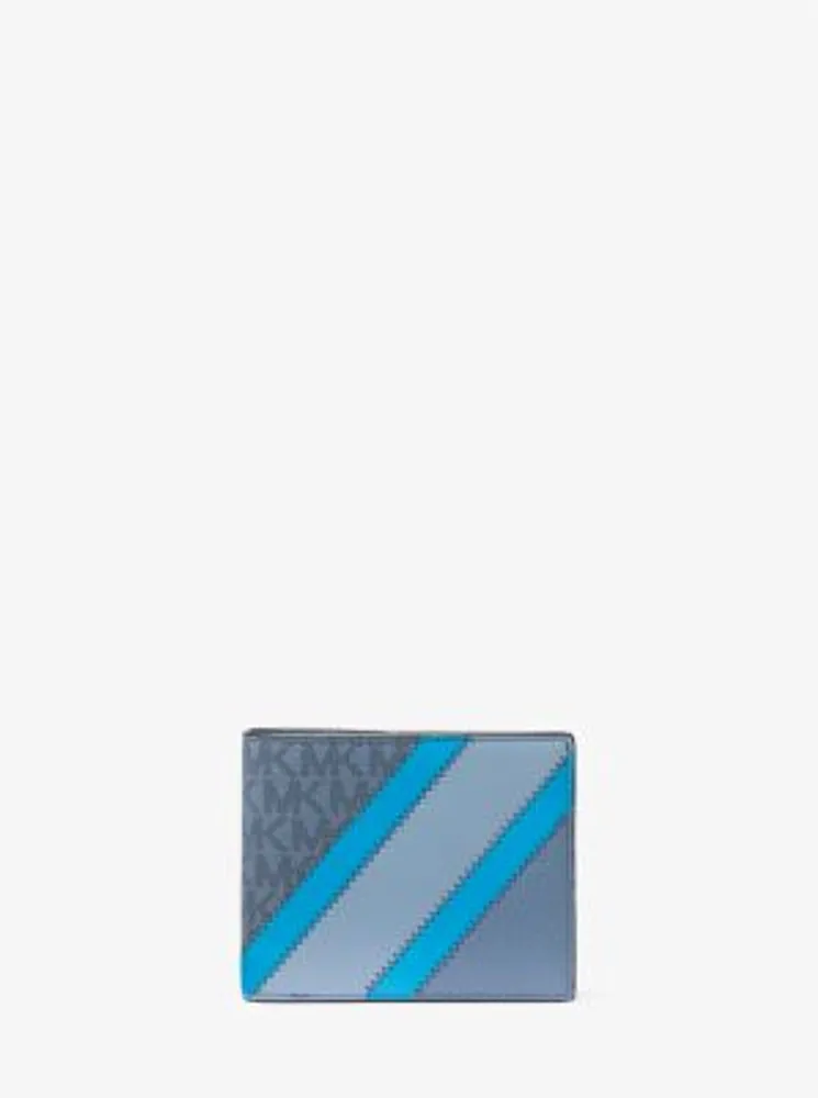 Logo and Faux Leather Stripe Wallet With Passcase Gift Set