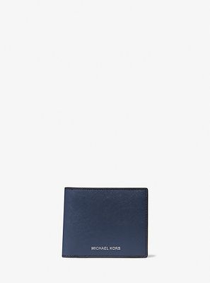 Harrison Crossgrain Leather Billfold Wallet With Coin Pocket